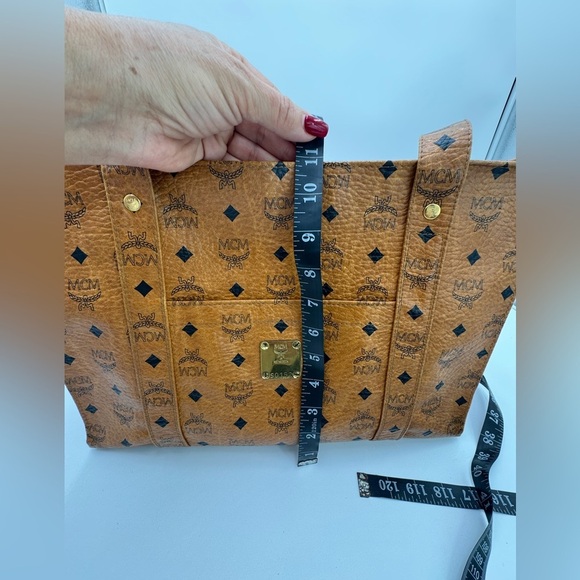 MCM Vintage Visetos Monogram Cognac Large Shopper Tote Carryall Shoulder Bag EUC - Picture 12 of 17